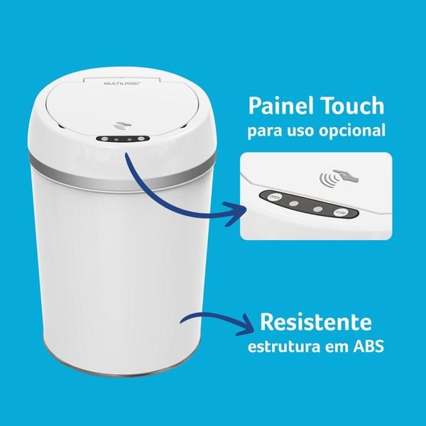 Lixeira T.Smart com sensor de aproximação, 9L, EI079, Multi - 1 UN