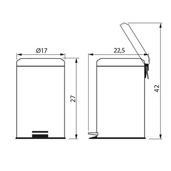 Lixeira inox com pedal, 3L, 94538103, Tramontina - CX 1 UN