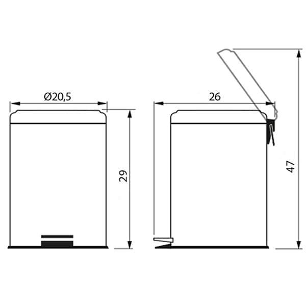 Lixeira inox com pedal, 5L, 94538105, Tramontina - CX 1 UN