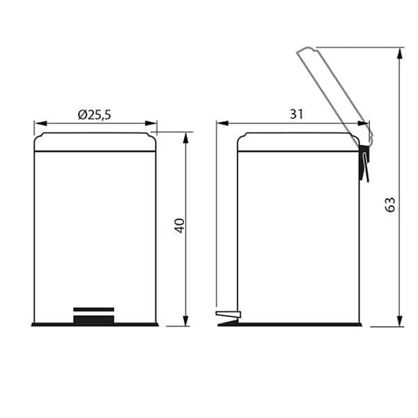 Lixeira inox com pedal, 12L, 94538112, Tramontina - CX 1 UN