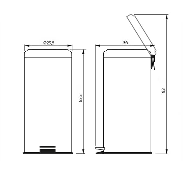 Lixeira inox com pedal, 30L, 94538130, Tramontina - CX 1 UN