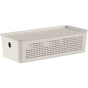 Cesto plástico com tampa, 34cm x 15cm x 10cm, Bege, CFW205BGF, Ou - CX 1 UN