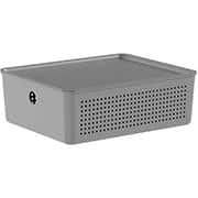 Cesto plástico com tampa, 27cm x 22cm x 10cm, Chumbo, CFW305CHF, Ou - CX 1 UN