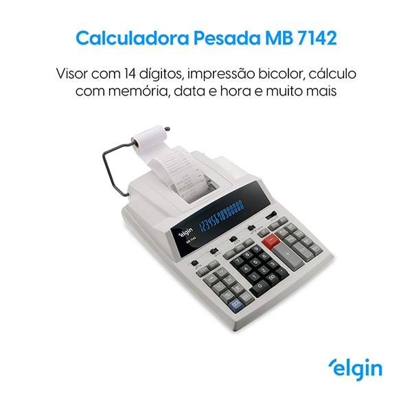 Calculadora de mesa c/bobina 14 digitos MB-7142 Elgin CX 1 UN