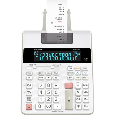 Calculadora de mesa com bobina 12 dígitos compacta, FR-2650RC, Casio - CX 1 UN