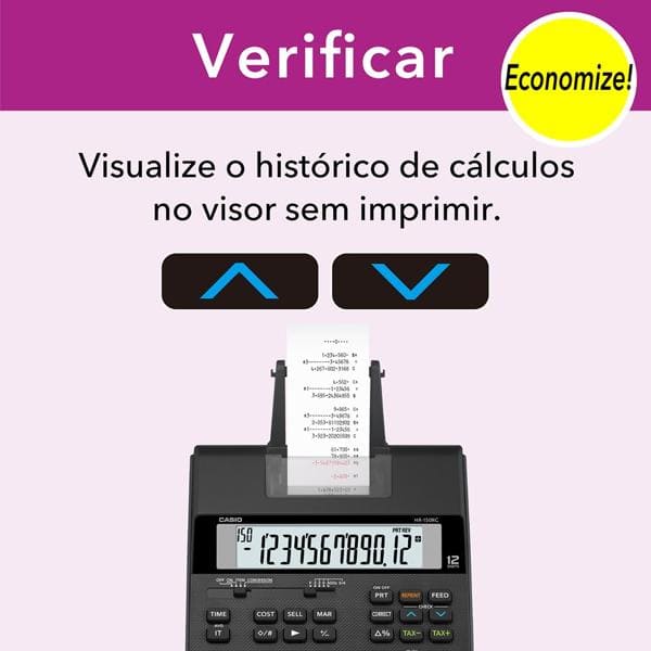 Calculadora de mesa c/bobina 12 digitos HR150RCBDC Casio CX 1 UN