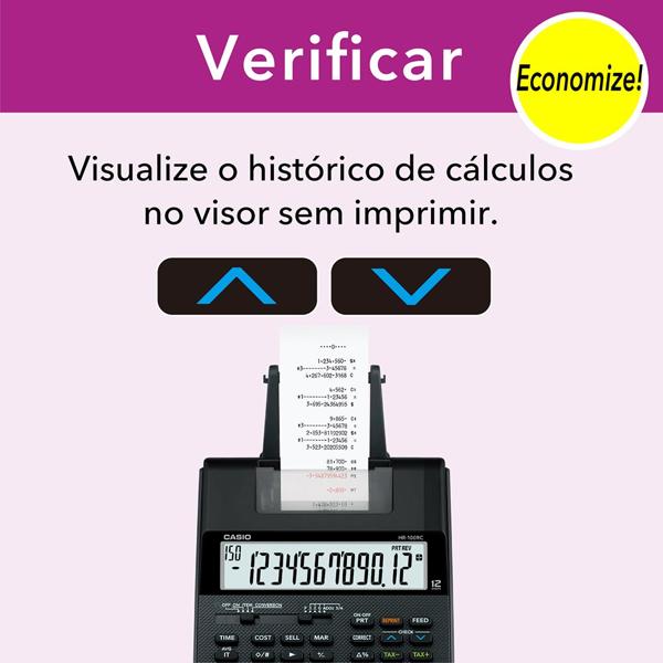 Calculadora de mesa c/ bobina 12 digitos HR100RCBKB Casio Brasil CX 1 UN