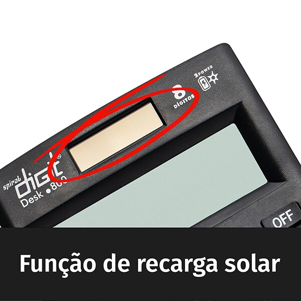 Calculadora de Mesa (Bateria/Energia Solar), 8 dígitos, Preto, 800, Spiral Digit - CX 1 UN