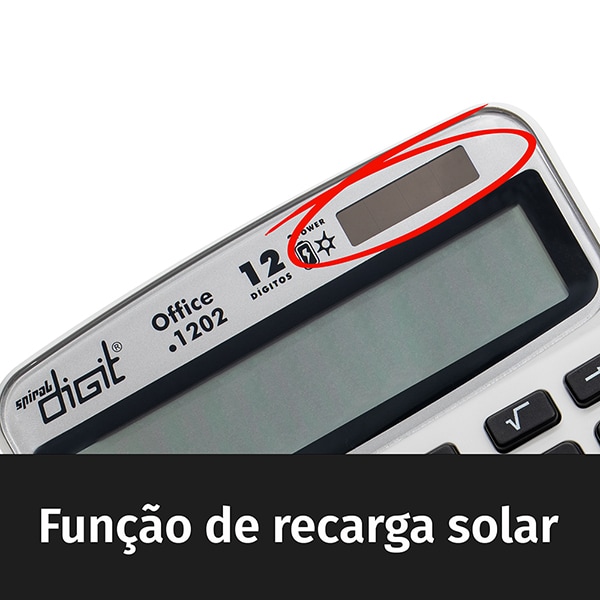 Calculadora de Mesa (Bateria/Energia Solar), 12 dígitos, Branca, 1202, Spiral Digit CX 1 UN