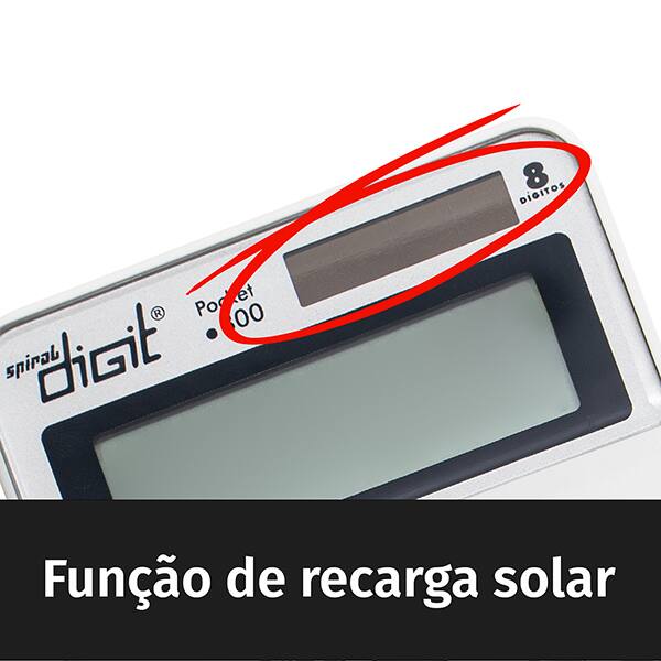 Calculadora de Mesa (Bateria/Energia Solar), 8 dígitos, Cinza, 800, Spiral Digit CX 1 UN