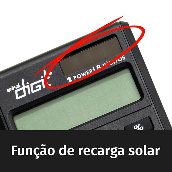 Calculadora de Bolso (Bateria/Energia Solar), 8 dígitos, Preto, 801, Spiral Digit - BT 1 UN