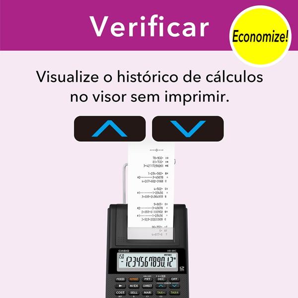 Calculadora de mesa com bobina, visor para até 12 digitos, Preta, HR8RCBKBDC, Casio - CX 1 UN