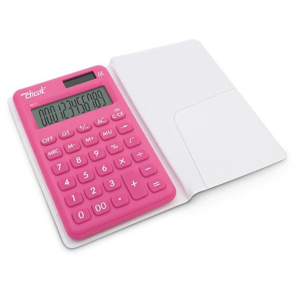 Calculadora de bolso (bat/solar/12 díg) rosa 1200 Spiral Digit BT 1 UN