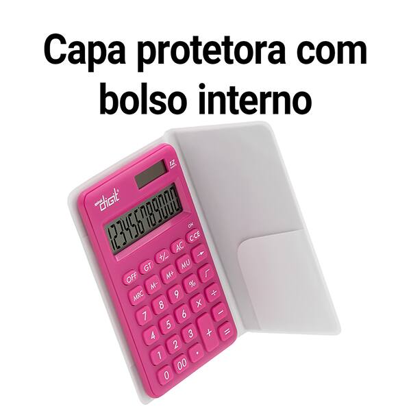 Calculadora de bolso (Bateria/Energia Solar), 12 dígitos, Rosa, 1200, Spiral Digit BT 1 UN Calculadora de bolso (Bateria/Energia Solar), 12 dígitos, Rosa, 1200, Spiral Digit BT 1 UN