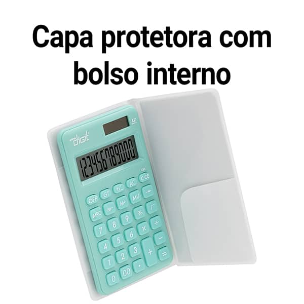 Calculadora de bolso (Bateria/Energia Solar), 12 dígitos, Verde, 1200, Spiral Digit BL 1 UN