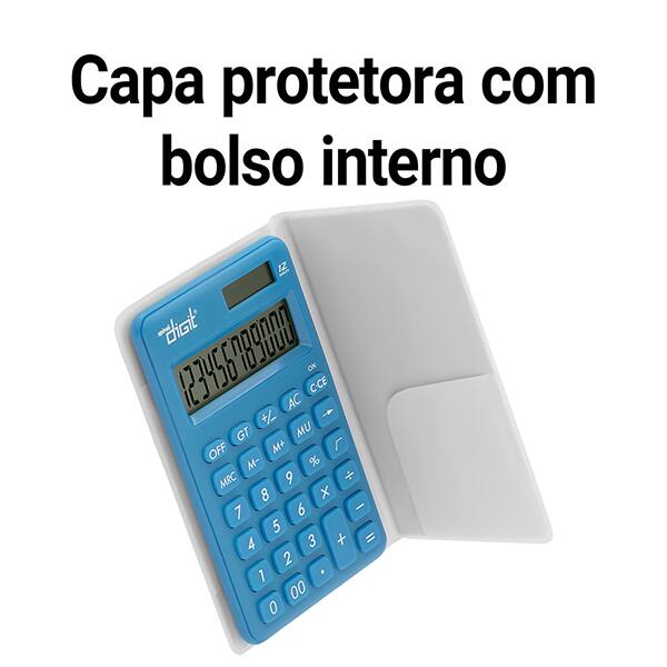 Calculadora de bolso (Bateria/Energia Solar), 12 dígitos, Azul, 1200, Spiral Digit BT 1 UN Calculadora de bolso (Bateria/Energia Solar), 12 dígitos, Azul, 1200, Spiral Digit BT 1 UN