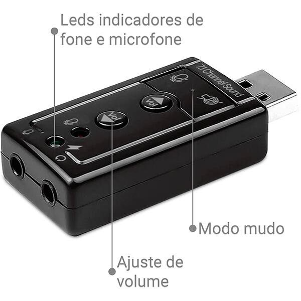 Placa de som USB USB 7.1 DirectSound 3D JL-SC03 2Plug BT 1 UN