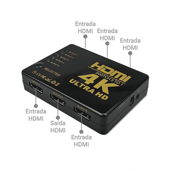 Hub HDMI 5 em e 1, JL-4K0501, 2Plug - BT 1 UN