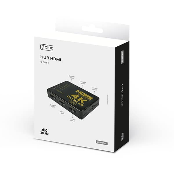 Hub HDMI 5 em e 1, JL-4K0501, 2Plug - BT 1 UN