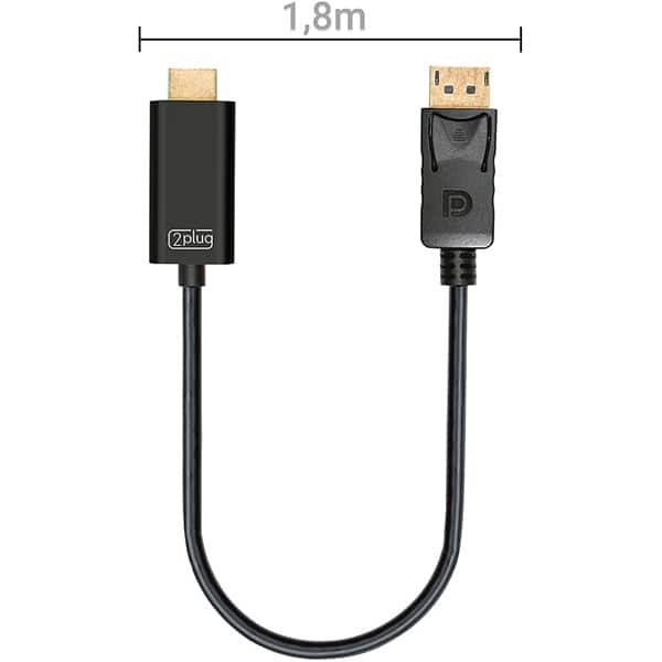 Adaptador HDMI para Displayport, 1.8m, 1080P, JL-D1011K, 2Plug - BT 1 UN
