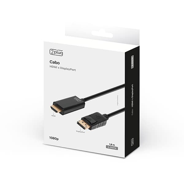 Adaptador HDMI para Displayport, 1.8m, 1080P, JL-D1011K, 2Plug - BT 1 UN