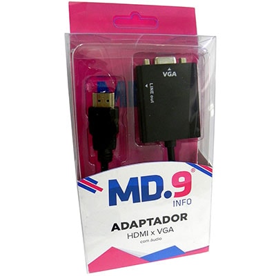 Adaptador HDMI para VGA c/saida áudio Md9 BT 1 UN