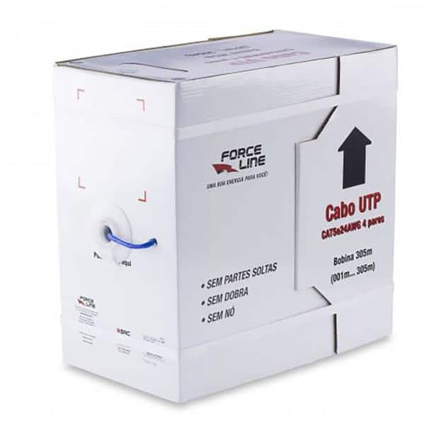 Cabo de rede UTP CAT 5E 305mt azul 3295 Force-line CX 1 UN