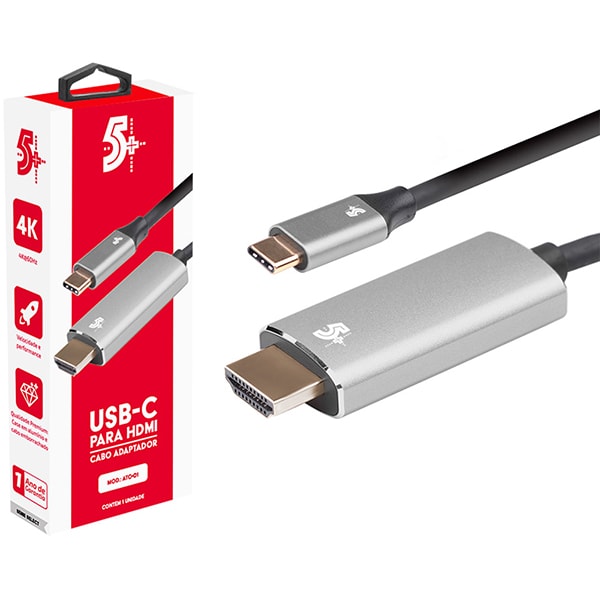 Cabo Tipo-C para HDMI 1,8m 7450 5+ PT 1 UN