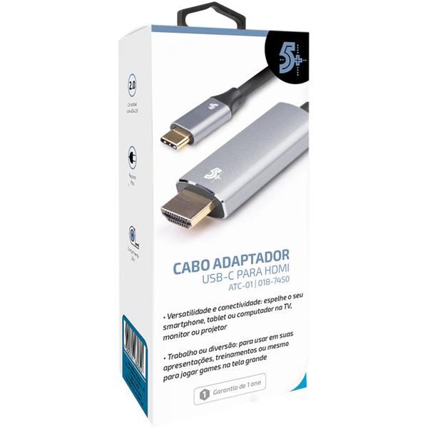 Cabo Tipo-C para HDMI 1,8m 7450 5+ PT 1 UN