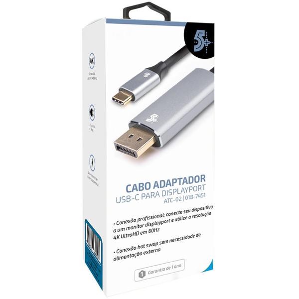 Cabo Tipo-C p/ Displayport Macho 1,8m 7451 5+ PT 1 UN