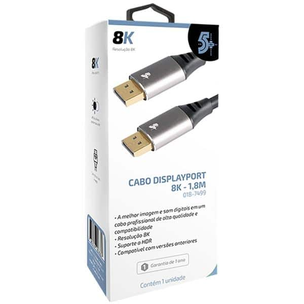 Cabo Displayport M 1.4 HDR 8K c/trava 1,8m 018-7499 5+ CX 1 UN