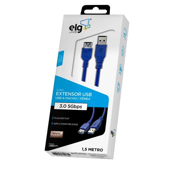 Cabo extensor USB-A, macho e fêmea, 3.0, Azul, USBEXT1, Elg - CX 1 UN