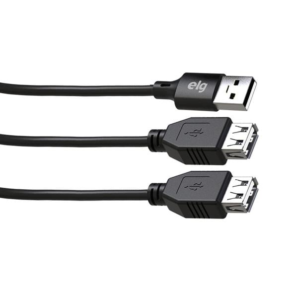 Cabo extensor USB 2.0, macho e fêmea, Preto, USBY2, Elg - SC 1 UN