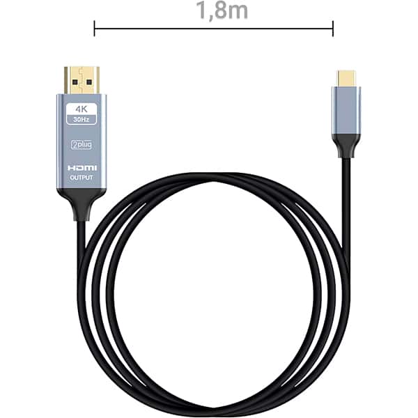 Cabo USB-C para HDMI, 1,8m, JL-CH18, 2Plug - BT 1 UN