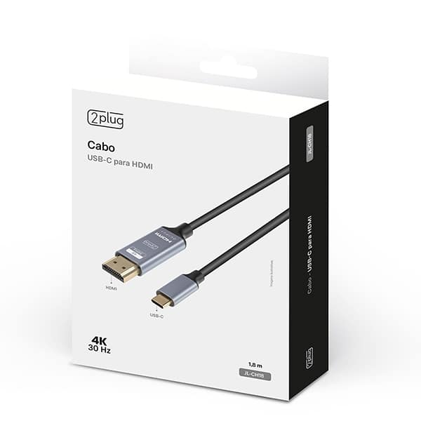 Cabo USB-C para HDMI, 1,8m, JL-CH18, 2Plug - BT 1 UN