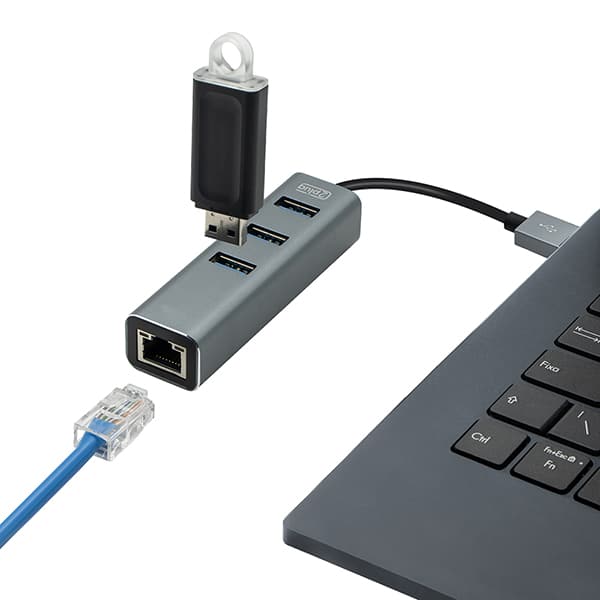 HUB USB 4 em 1, 1000mbps, 3 portas USB 3.0, 1 RJ45, JL-U3103A, 2Plug - BT 1 UN