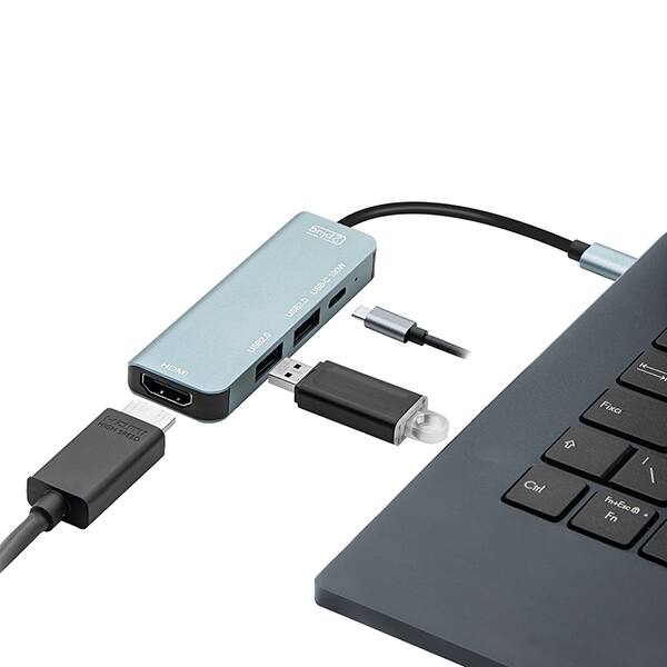 HUB USB-C 4 em 1, 1 porta USB 2.0, 1 porta USB 3.0, 1 porta USB-C, 1 Porta HDMI 4K, US, JL-CX04, 2Plug - BT 1 UN