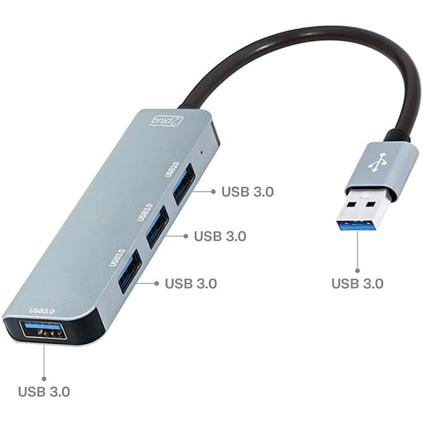 HUB USB 3.0 4 em 1, 4 portas USB 3.0, 1 JL-CX04-1, 2Plug - BT 1 UN