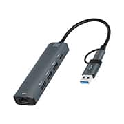 HUB USB + USB C 5 em 1, 3 portas USB 3.0, 1 porta USB-C, 1 porta RJ45 1000mbps, JL-CX05A-2, 2Plug - BT 1 UN HUB USB + USB C 5 em 1, 3 portas USB 3.0, 1 porta USB-C, 1 porta RJ45 1000mbps, JL-CX05A-2, 2Plug - BT 1 UN