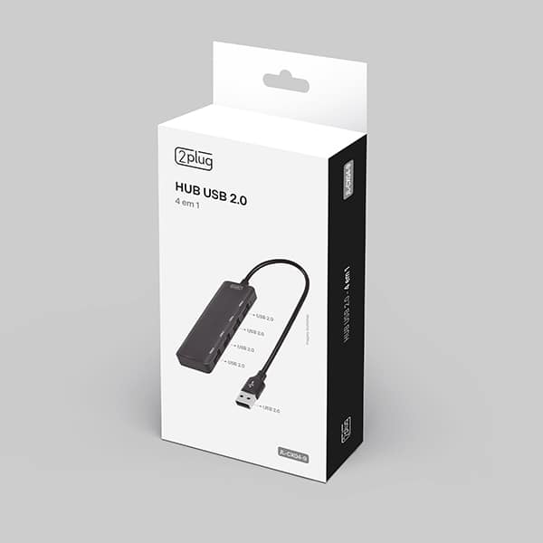 HUB USB 2.0 4 em 1, 4 portas USB 2.0, JL-CX04-9, 2Plug - BT 1 UN