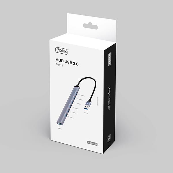 HUB USB 2.0, 7 em 1, 7 portas USB 2.0, JL-CX04-15, 2Plug - BT 1 UN