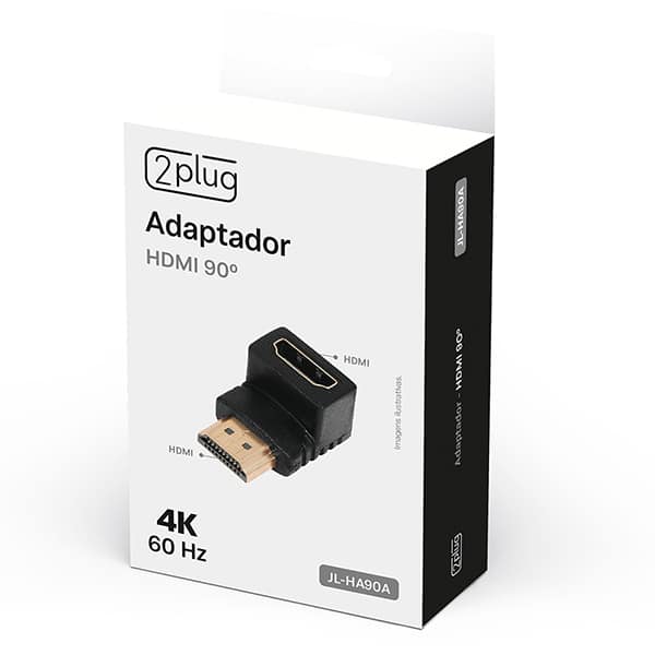 Adaptador HDMI 90 graus, 4K 60hz, JL-HA90A, 2Plug - CX 1 UN Adaptador HDMI 90 graus, 4K 60hz, JL-HA90A, 2Plug - CX 1 UN