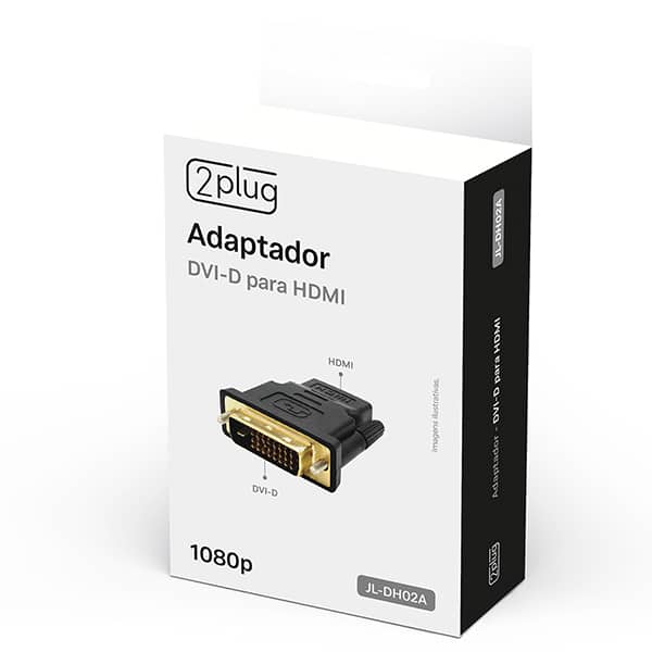 Adaptador de vídeo DVI-D para HDMI, JL-DH02A, 2Plug - CX 1 UN