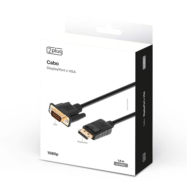 Cabo Displayport para VGA, 1.8m, JL-D1013, 2Plug - CX 1 UN