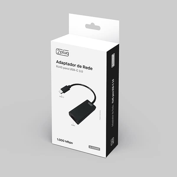 Adaptador de Rede RJ45 para USB-C 3.0, 1000Mbps, JL-C3101AP, 2Plug - CX 1 UN