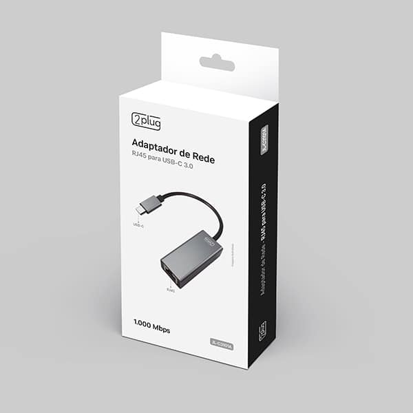 Adaptador de Rede RJ45 para USB-C 3.0, 1000Mbps, JL-C3101A, 2Plug - CX 1 UN