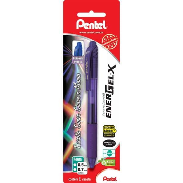 Caneta Gel Retrátil Energel-X 0,7mm Violeta, SM-BL107-VN6 - Pentel BT 1 UN