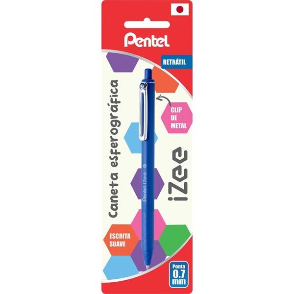 Caneta esferográfica retrátil, Izee, 0.7mm, Azul, SM/BX467-C, Pentel - BT 1 UN