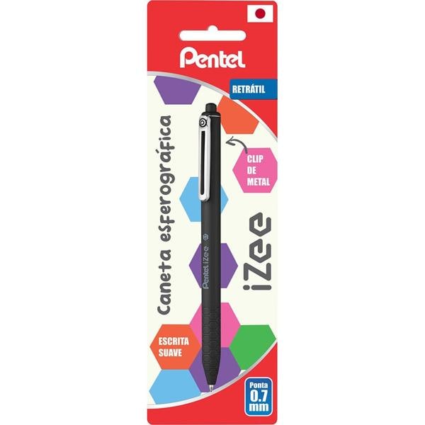 Caneta esferográfica retrátil, Izee, 0.7mm, Preto, SM/BX467-A, Pentel - BT 1 UN