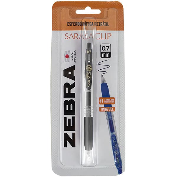 Caneta esferográfica gel, 0,7mm, Sarasa Clip, Preta, 23.083, Zebra - BT 1 UN Caneta esferográfica gel, 0,7mm, Sarasa Clip, Preta, 23.083, Zebra - BT 1 UN